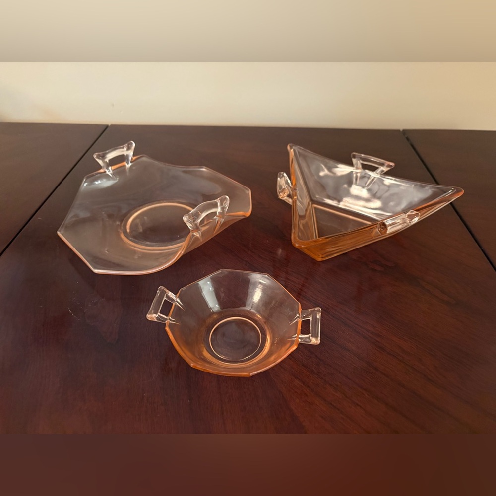 Depression Glass Dishes - Pink  (set of 3)